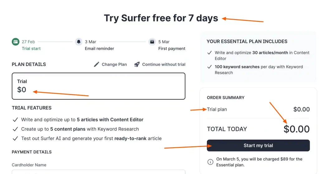 Activate Surfer SEO Free Trial
